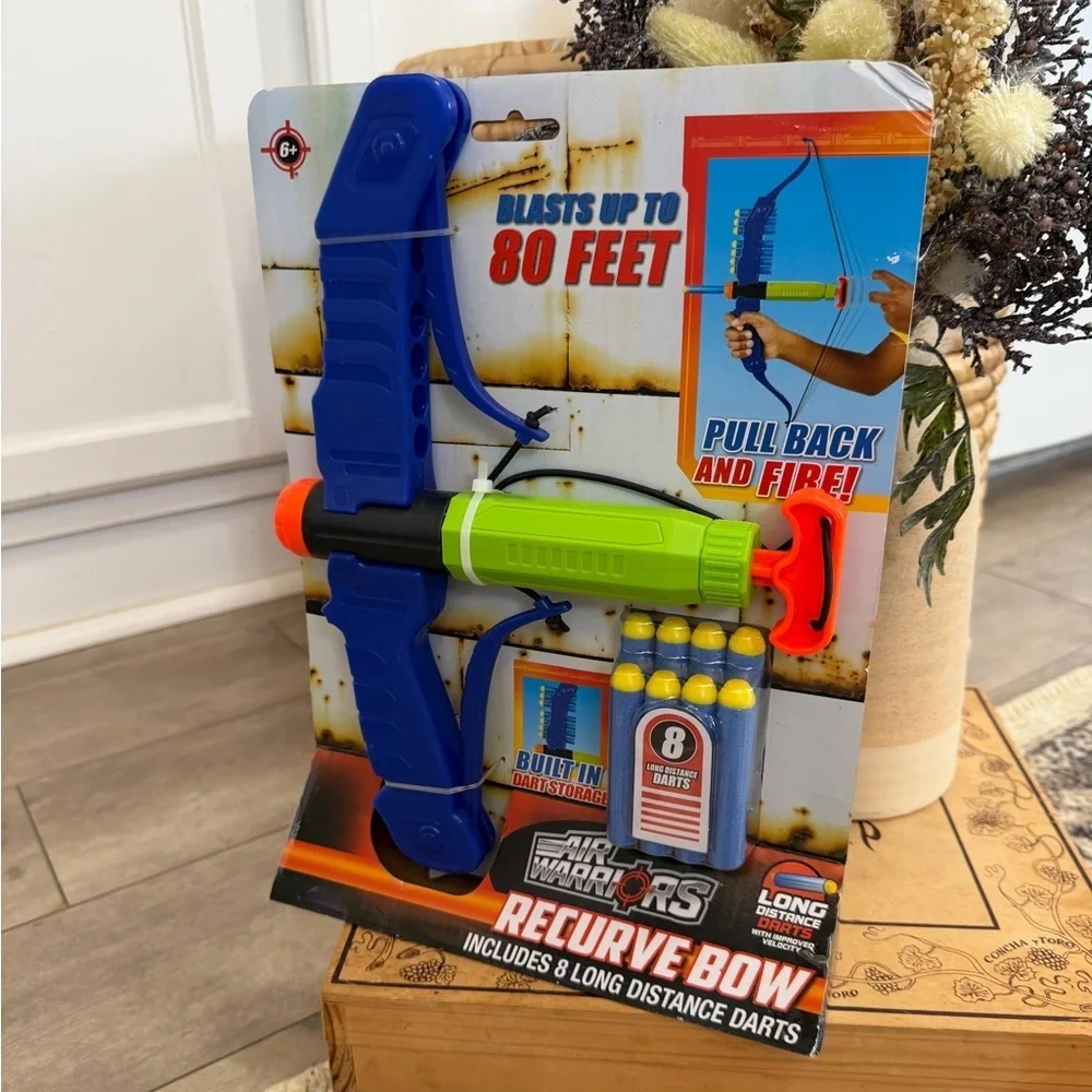 New Children’s Recurve Bow Toy Air Warriors 8-Dart Foam Arrow Dart Game Playset